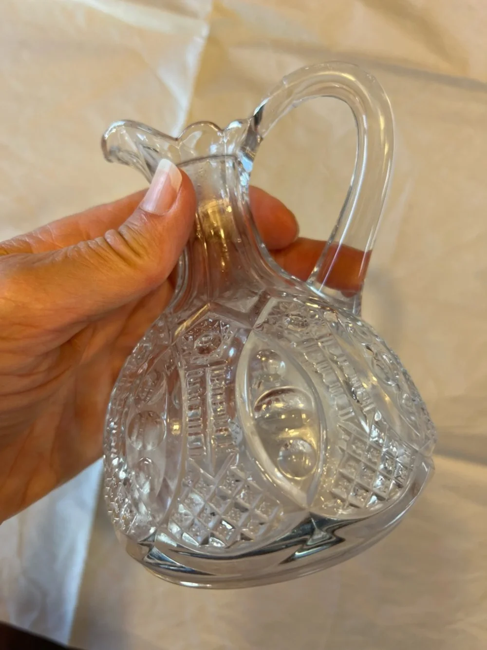 Cut Glass Cruet with Stopper - Clear Glass
